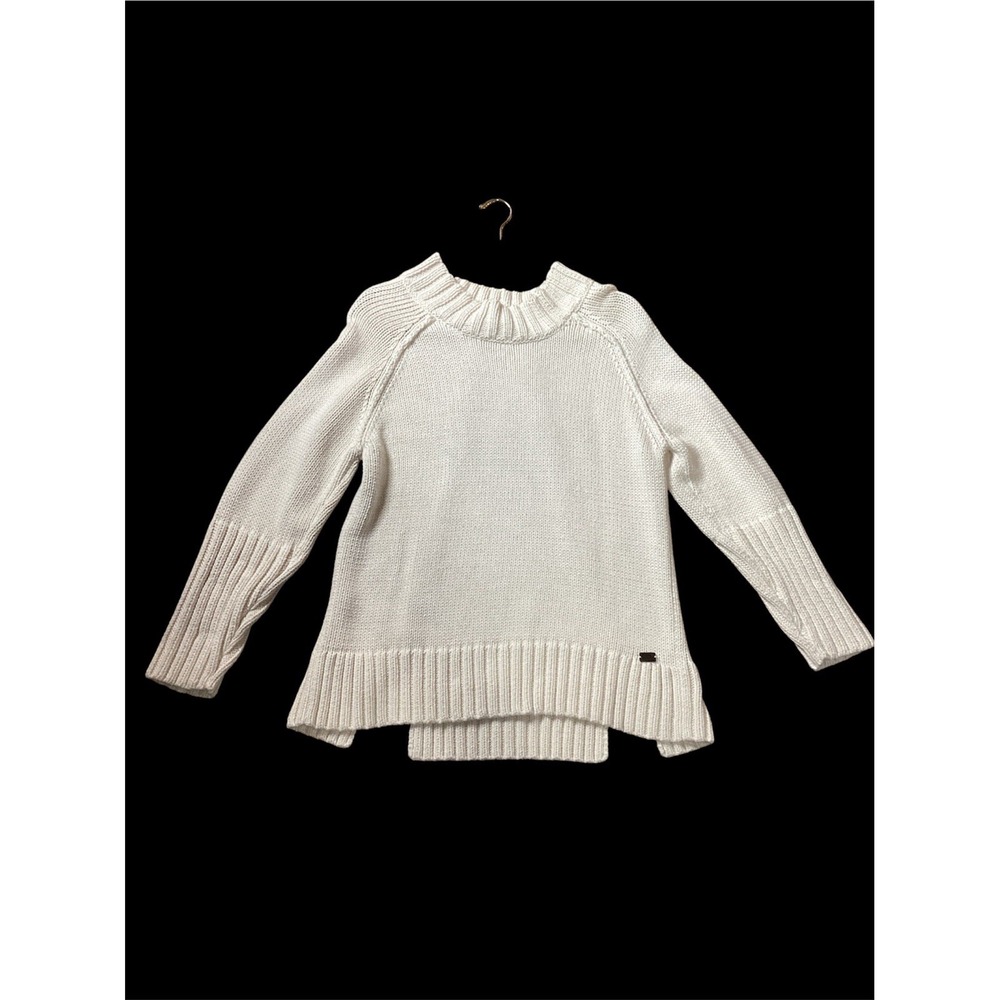 Shannon Passero Chunky Cream Mock Neck Sweater 100% Cotton Sz Small